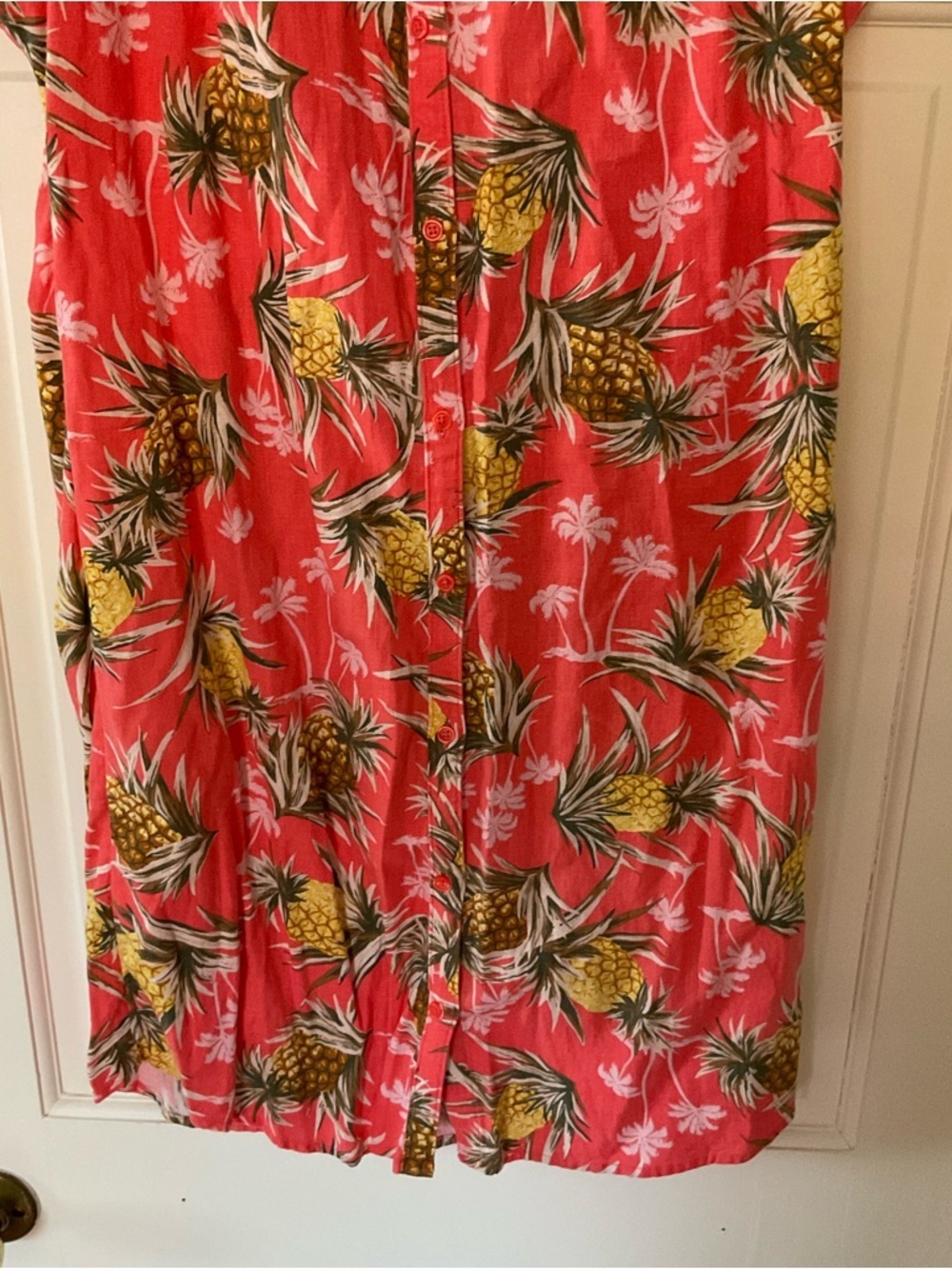 Old Navy Linen Blend Pineapple Shift Shirt Dress Tropical Vacation Cruise Size S - Picture 4 of 7